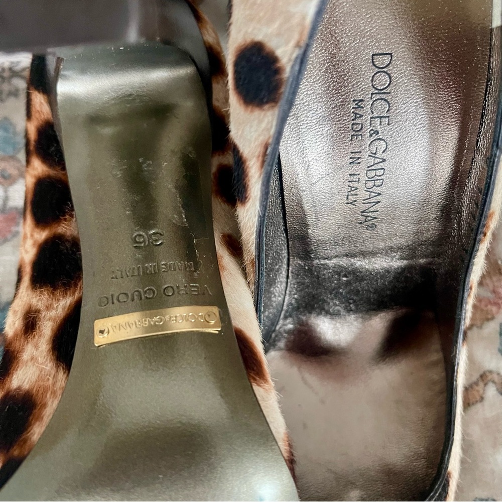 Dolce & Gabbana Y2K 2000’s Leopard Print Pony Chepardo Square Toe Heels - Picture 10 of 14
